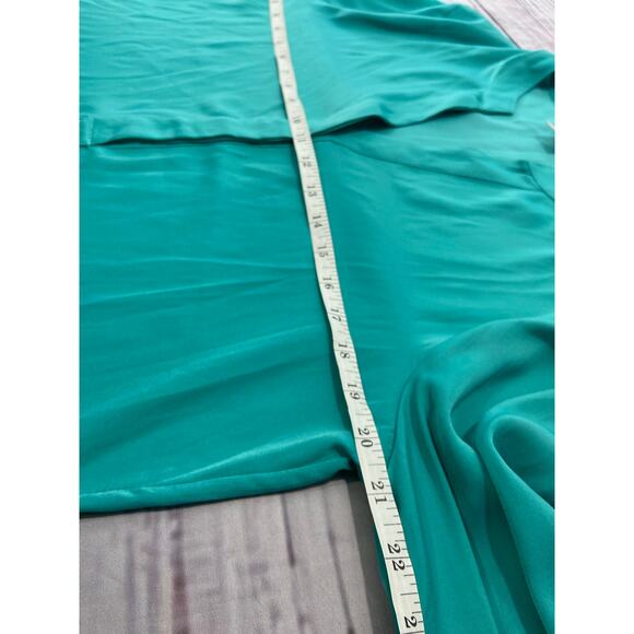 Chicos 1 Blouse Womens M Blue Long Bishop Sleeves Relaxed Fit V Neck Lightweight - Picture 6 of 10